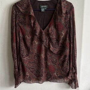 Ralph Lauren Burgundy Paisley Blouse